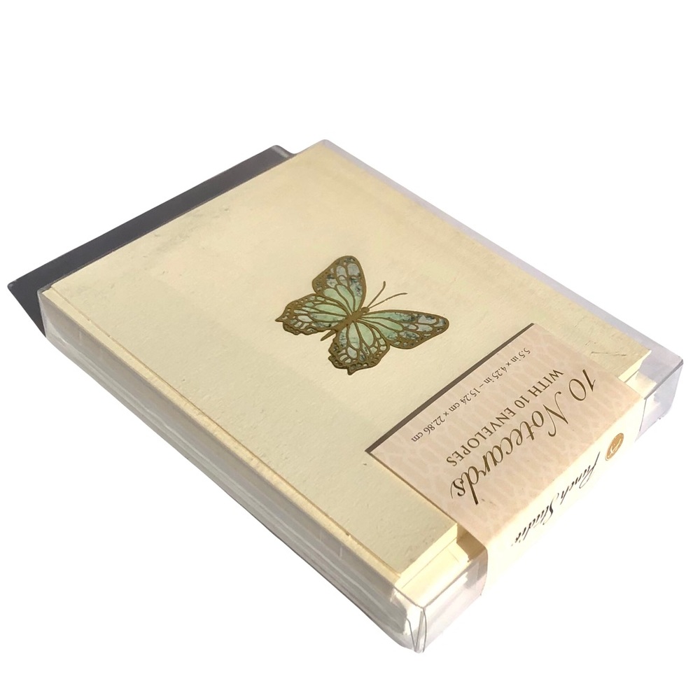 Punch Studio Gold Foil Embellished Blank Notecards - Butterflies (12791), 10ct